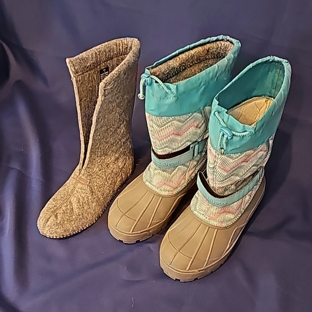 LLBean KIDS size 4 Rain and snow boots with removable wool liners
